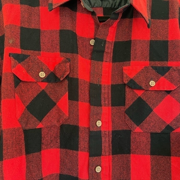 Vintage Sears Men's XL/Tall Unlined Lumberjack Plaid Button Down with Pockets - Picture 4 of 11